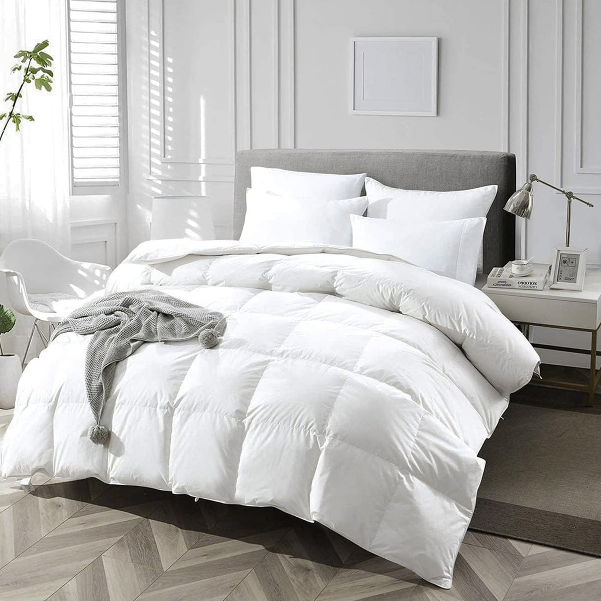 King Size Luxury 100% Organic Cotton All Season Feathers Down Comforter