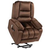 Power Lift Recliner Chair, Ergonomic Massage Chair with 4 Positions and Heating, Fabric Overstuffed Living Room Chairs with Side Pockets, Dark Brown