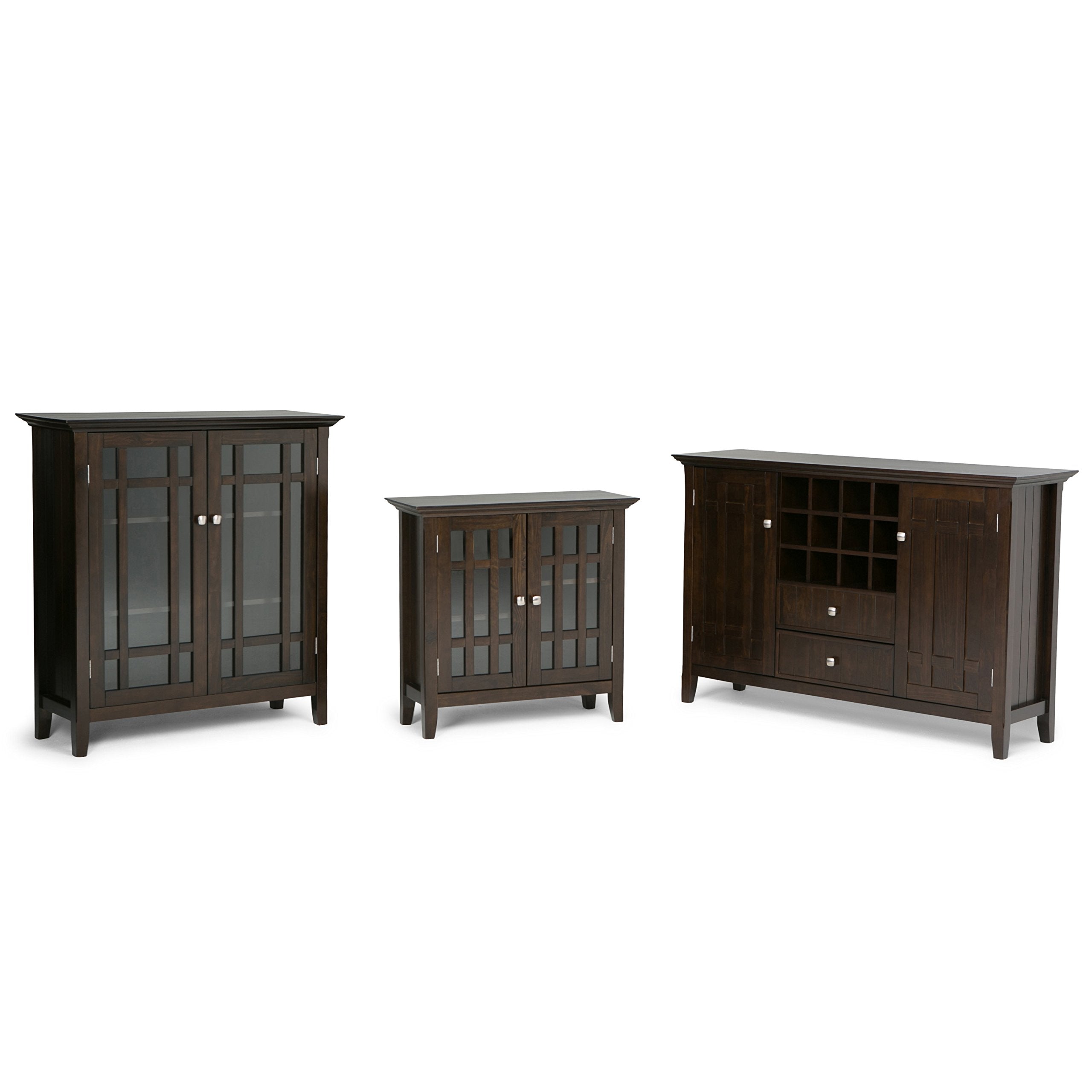 Bedford Solid Pine Wood 54 inch Rustic Sideboard Buffet Credenza in Dark Tobacco