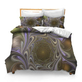 3PCS Comforter Cover Set with 2 Pillow Shams Lightweight Full Fractal Waves Twirl Modern
