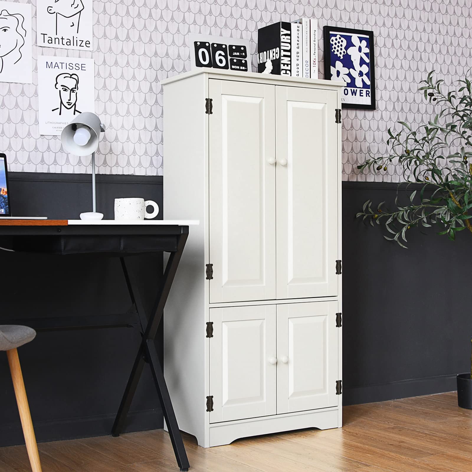 Kitchen Pantry Storage Cabinet, Wood Cupboard Organizer