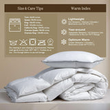 BPC Lightweight Down Comforter Queen Size, Feather and Down Fiber Duvet Insert, Hotel Feather & Down Comforter, with Ultra-Soft Pima Cotton Blend Cover, for Hot Sleepers/Warm Weather, 90x90 inches