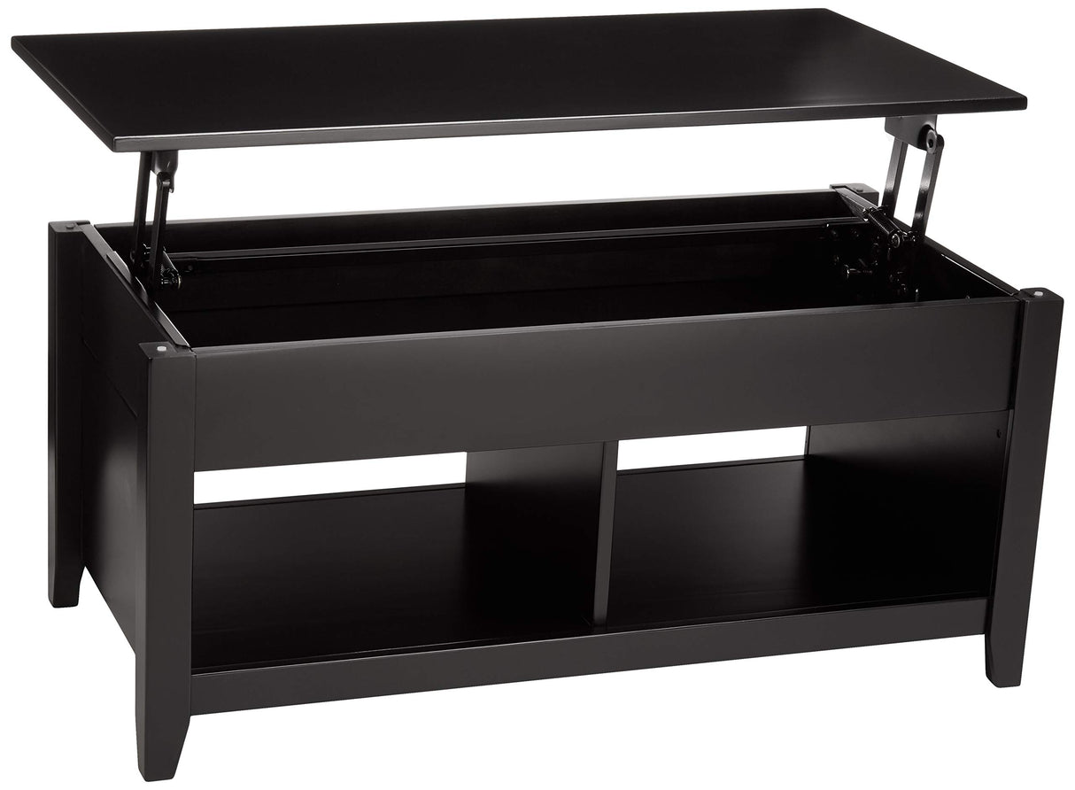 Lift-Top Storage Rectangular Coffee Table, Black, 40 in x 18 in x 19 in