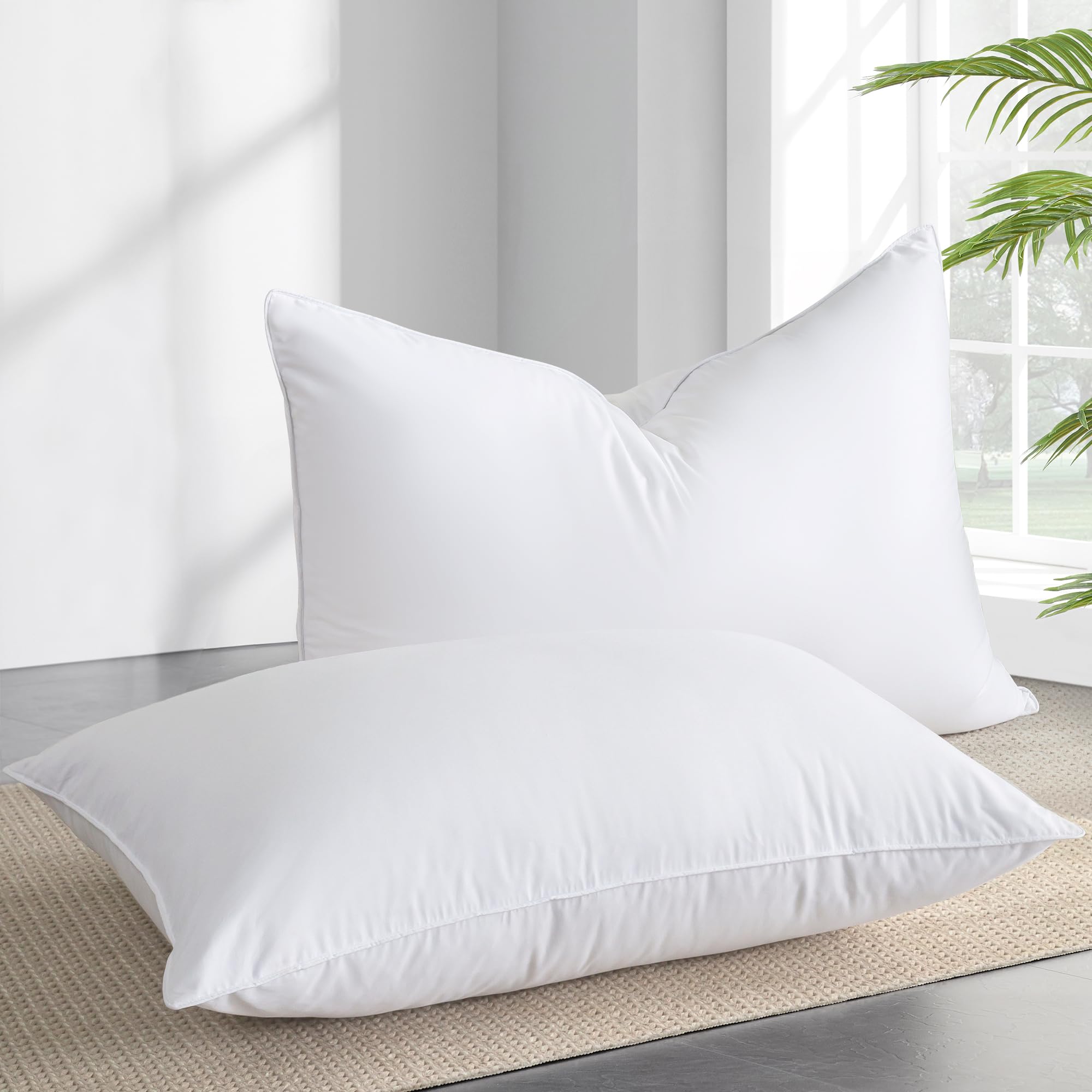 Feather Down Pillows Standard Size Set of 2 - Luxury Soft Feather Down Pillow