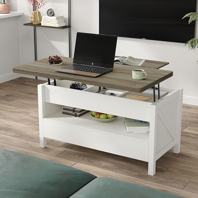 39.3'' Coffee Table Lift Top, 3 in 1 Multi-Function Coffee Table with Hidden Compartment