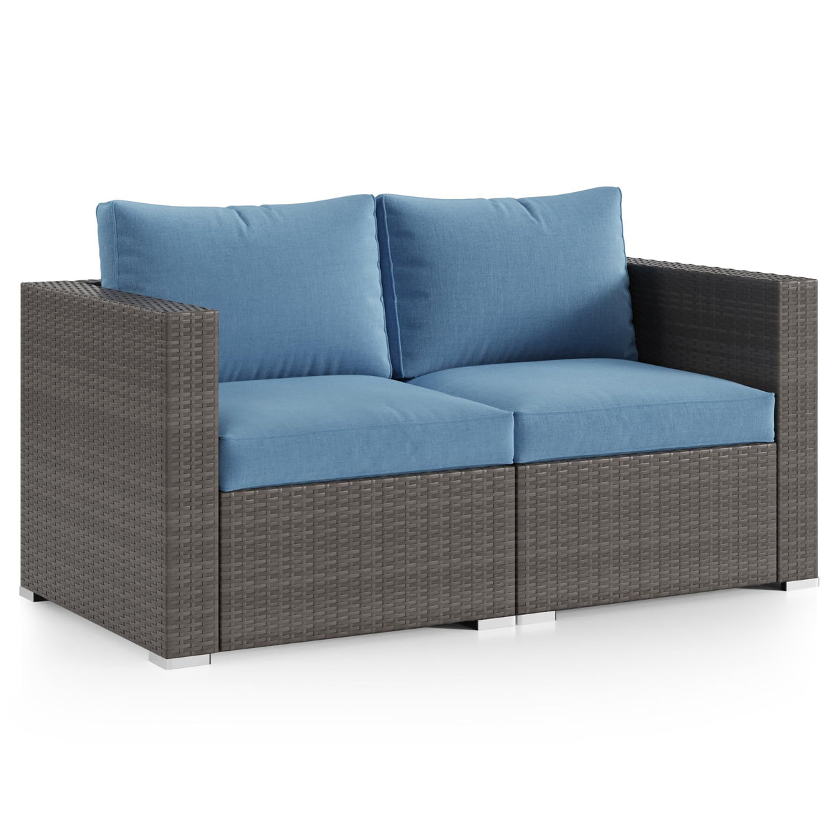 2 Piece Patio Furniture Set of 2 Seats,Outdoor Wicker Patio Loveseat Sofa