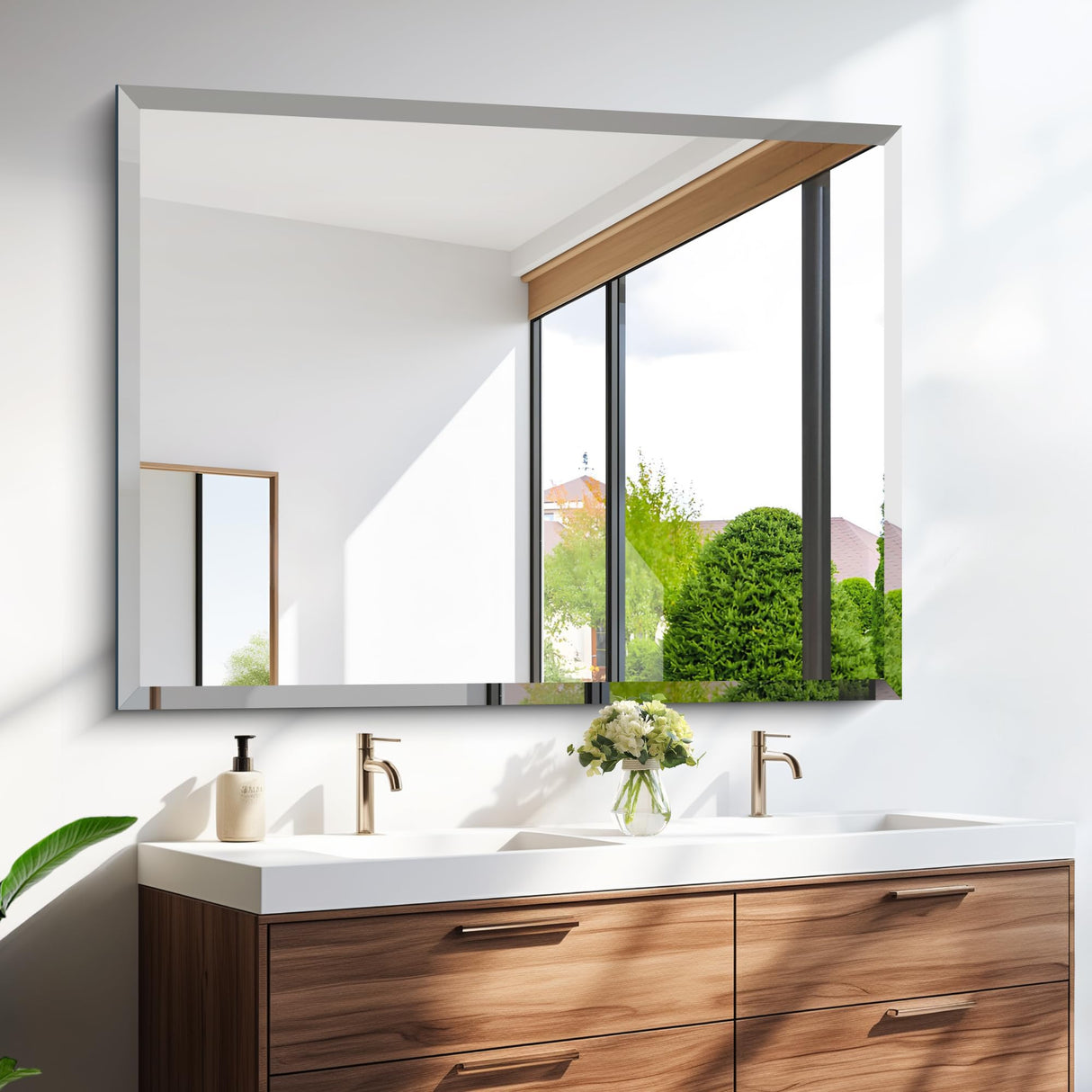 Beveled Bathroom Mirror, 36x48 Inch Large Bathroom Mirrors for Over Sink,