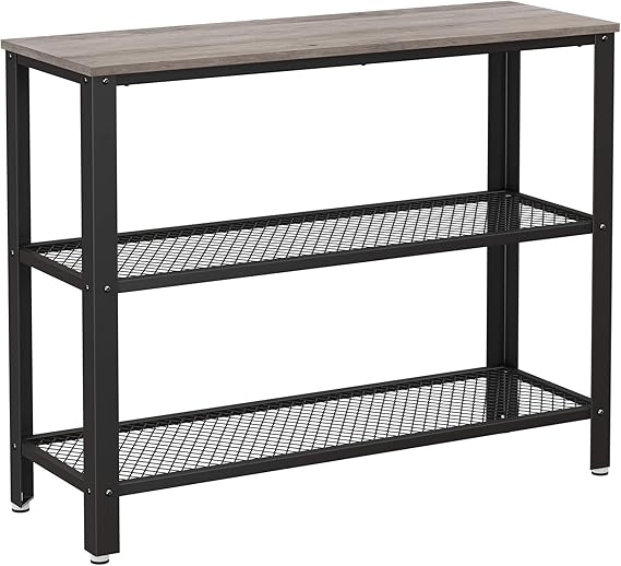 40" Industrial Console Table - 3-Tier Entryway Table with Storage Shelf