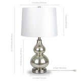 Katrina 21.25" Tall Petite Table Lamp with Fabric Shade in Mercury Glass/Satin Nickel/White