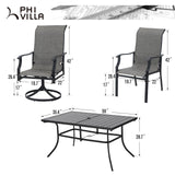 7 PCS Patio Dining Set, Outdoor Table Chair Set with Large Metal Table