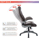 Office Chair High Back Leather Desk Chair, Flip-up Arms Adjustable Swivel Executive