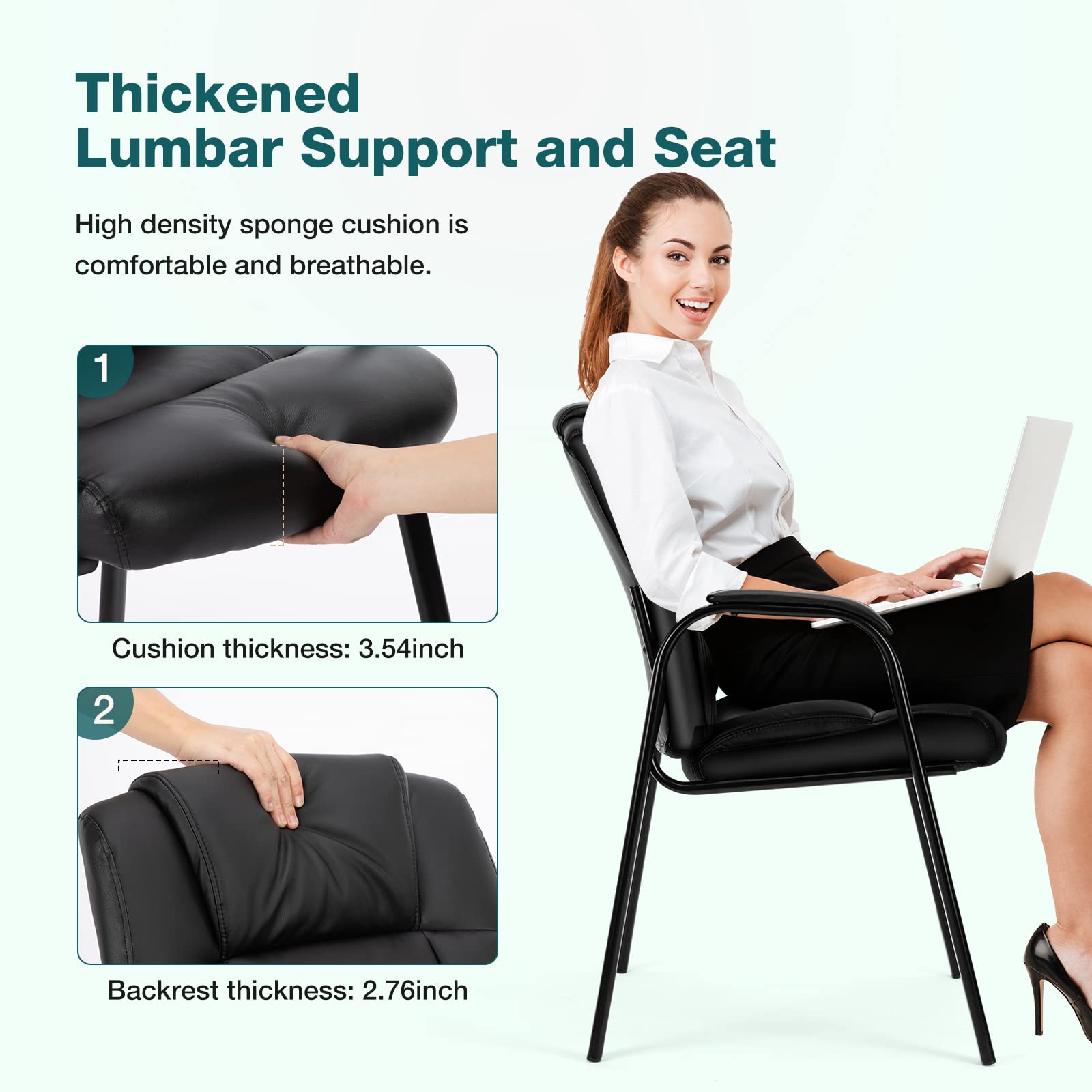 Guest Reception Accent Chairs, Black- 1 Pack