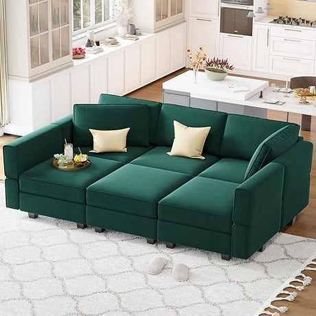 Modular Velvet Sectional Sofa with Chaise Lounge Sectional Sleeper Sofa