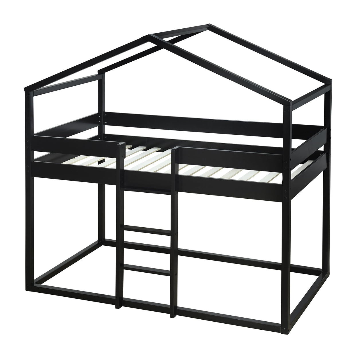 House Bunk Bed Twin Over Twin, Twin Bunk Beds with Ladder and Tent