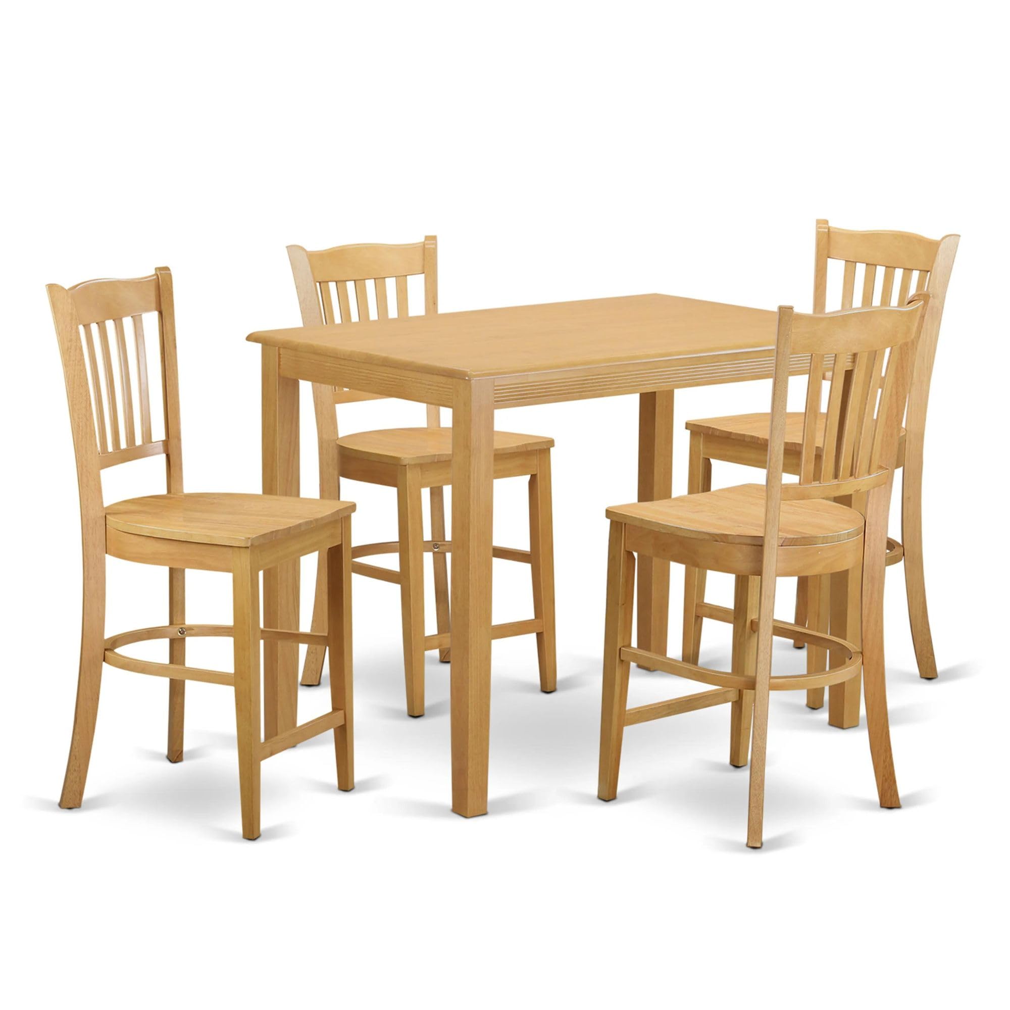 YAGR5-OAK-W 5 Piece Kitchen Counter Height Dining Table Set Includes a Rectangle