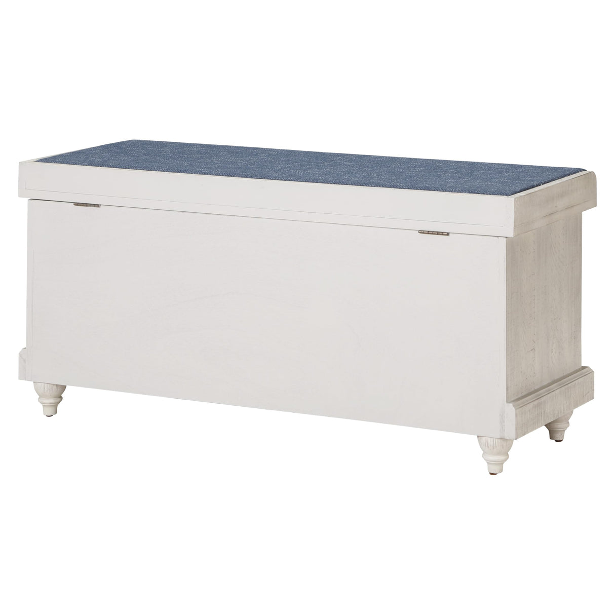 Dover Coastal Lift-Top Storage Bench with Shutter Face Styling, Distressed White Finish