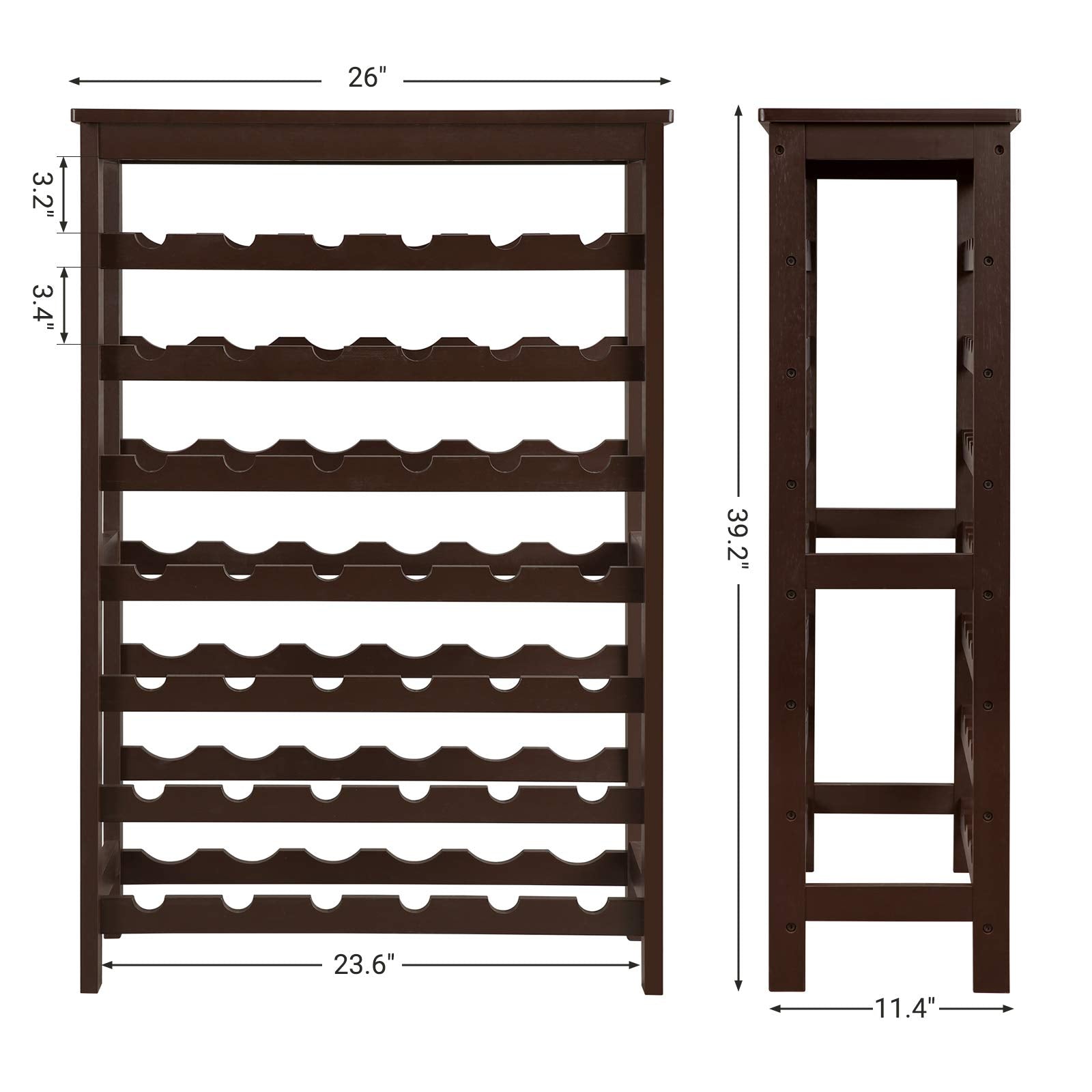 42-Bottle Wine Rack Free Standing Floor, 7-Tier Display Wine Storage Shelves