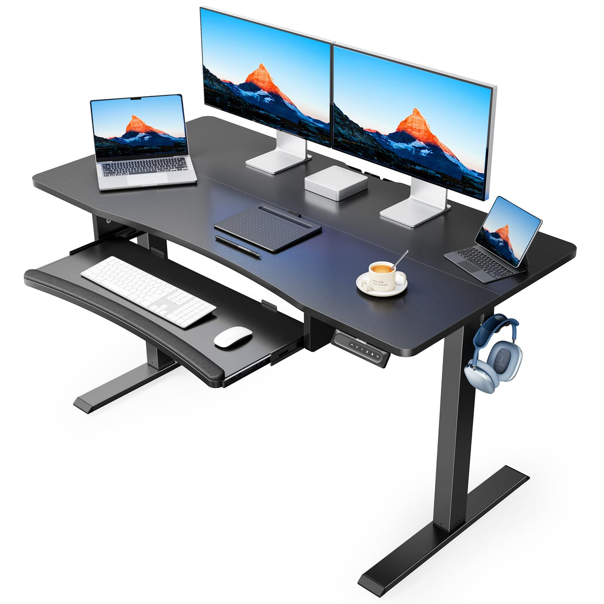 48" x 24" Electric Standing Desk with Large Keyboard Tray(26.7"), Adjustable Height Stand Up Desk for Home Office