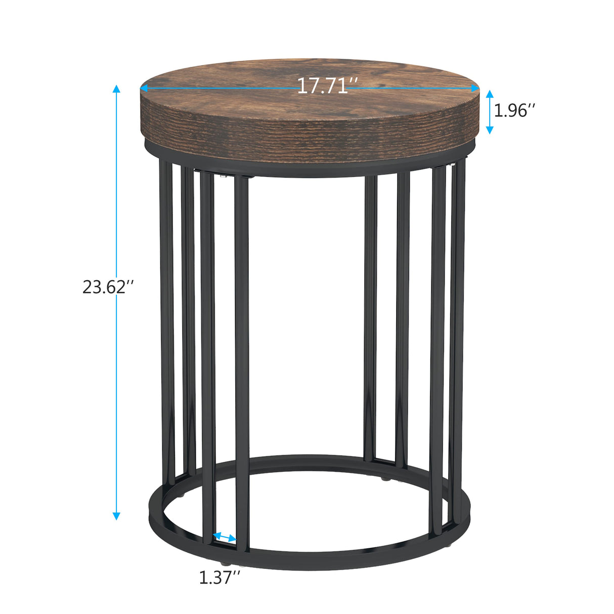 Round End Table, Industrial Side Table Small Accent Table, Metal Circle C Table