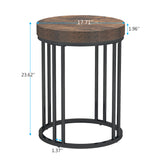 Round End Table, Industrial Side Table Small Accent Table, Metal Circle C Table