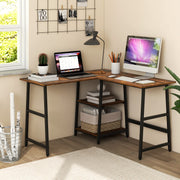 L Shaped Desk with Storage and Monitor Stand, Industrial Home Office Computer Desk