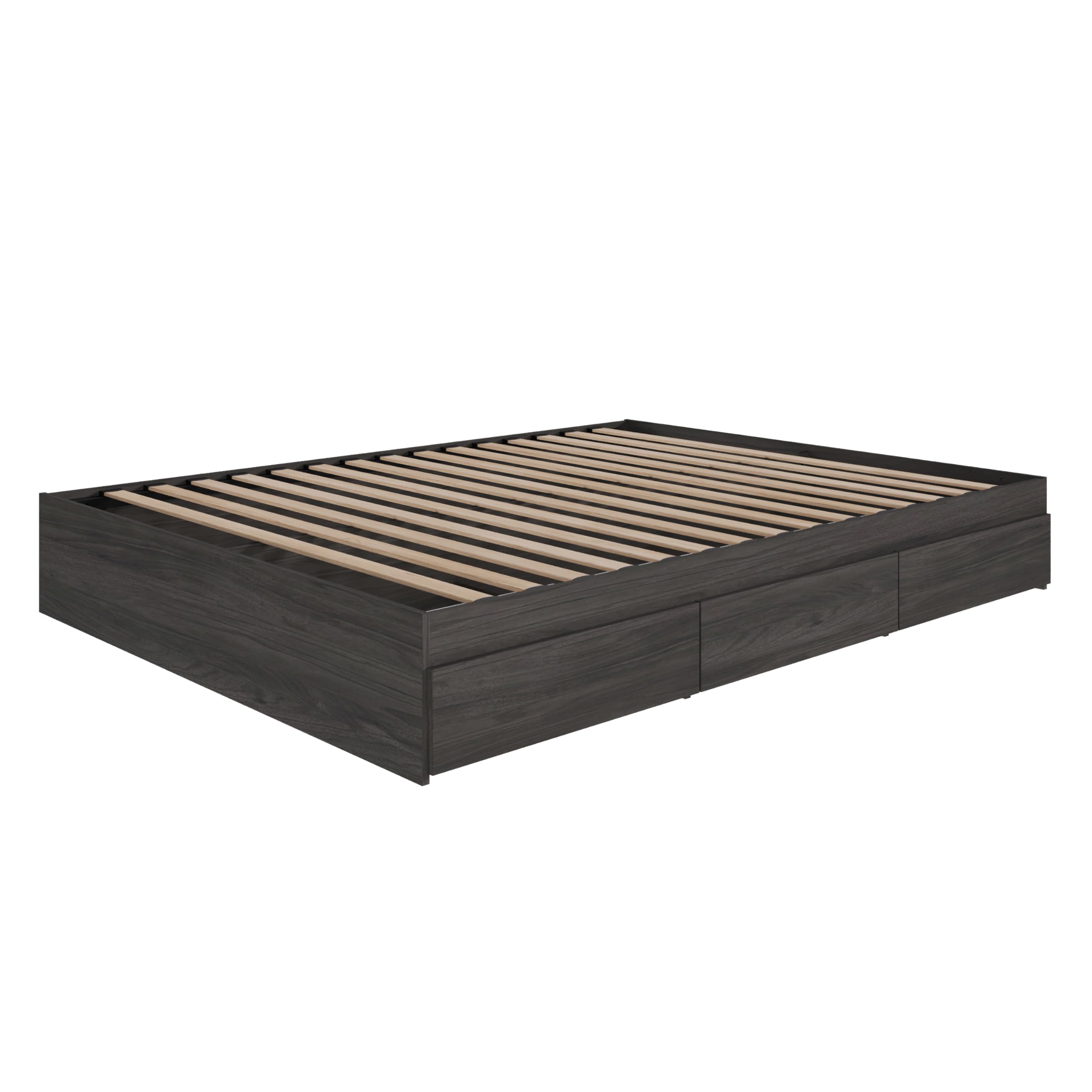 Grey Queen Size Storage Platform Bed