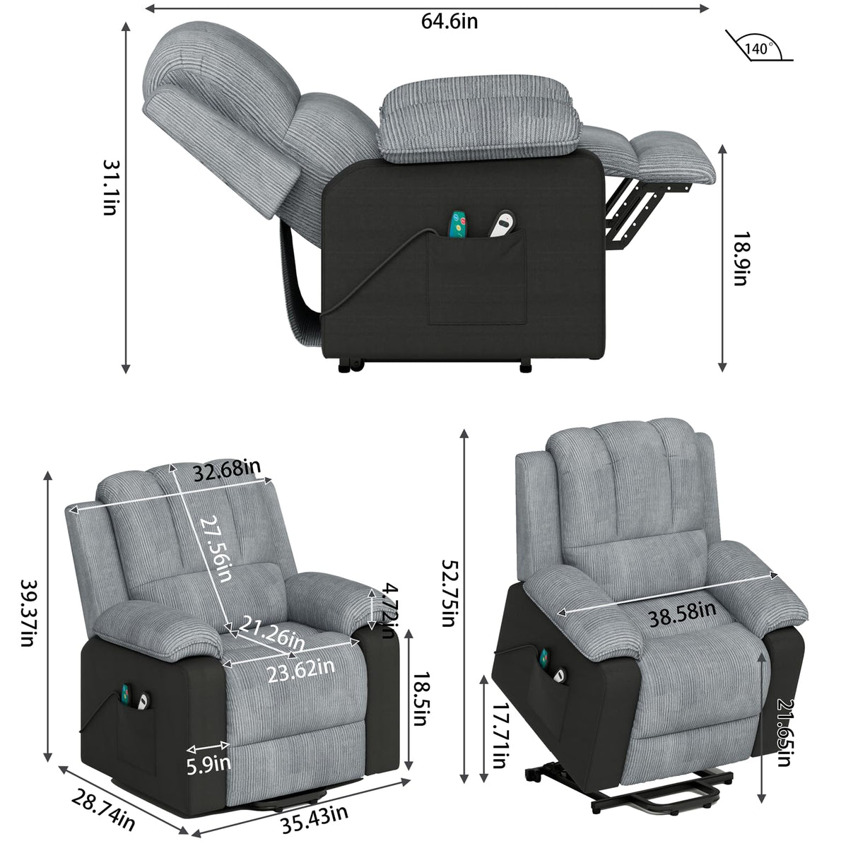 Lift Chair, Power Lift Recliner Chair for Elderly, Power Recliner Chairs for Adults