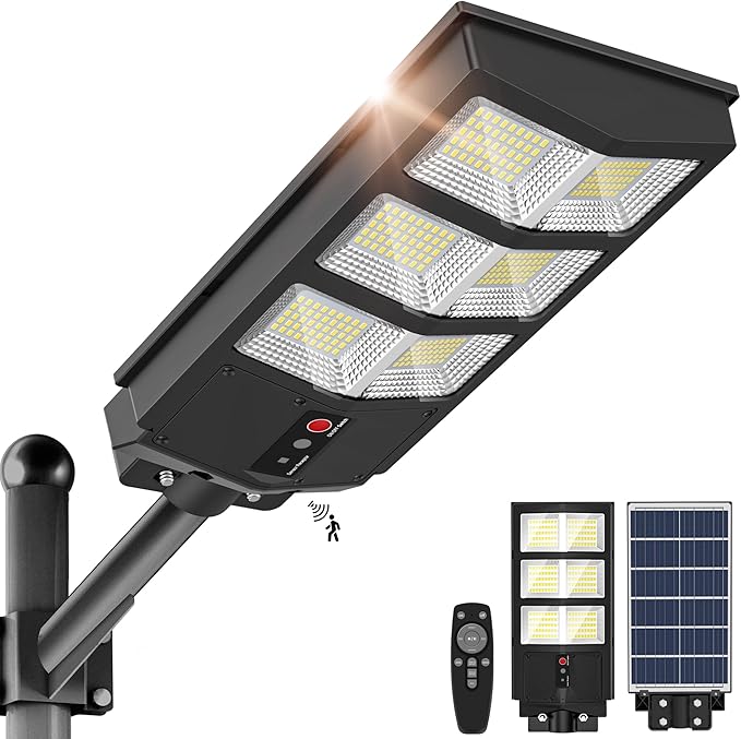 Solar Lights Outdoor - Wide Angle 6500K Solar Street Lights Outdoor Motion Sensor