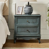 Wood Nightstand with Charging Station Space, Bedside Table 2 Drawer Dresser