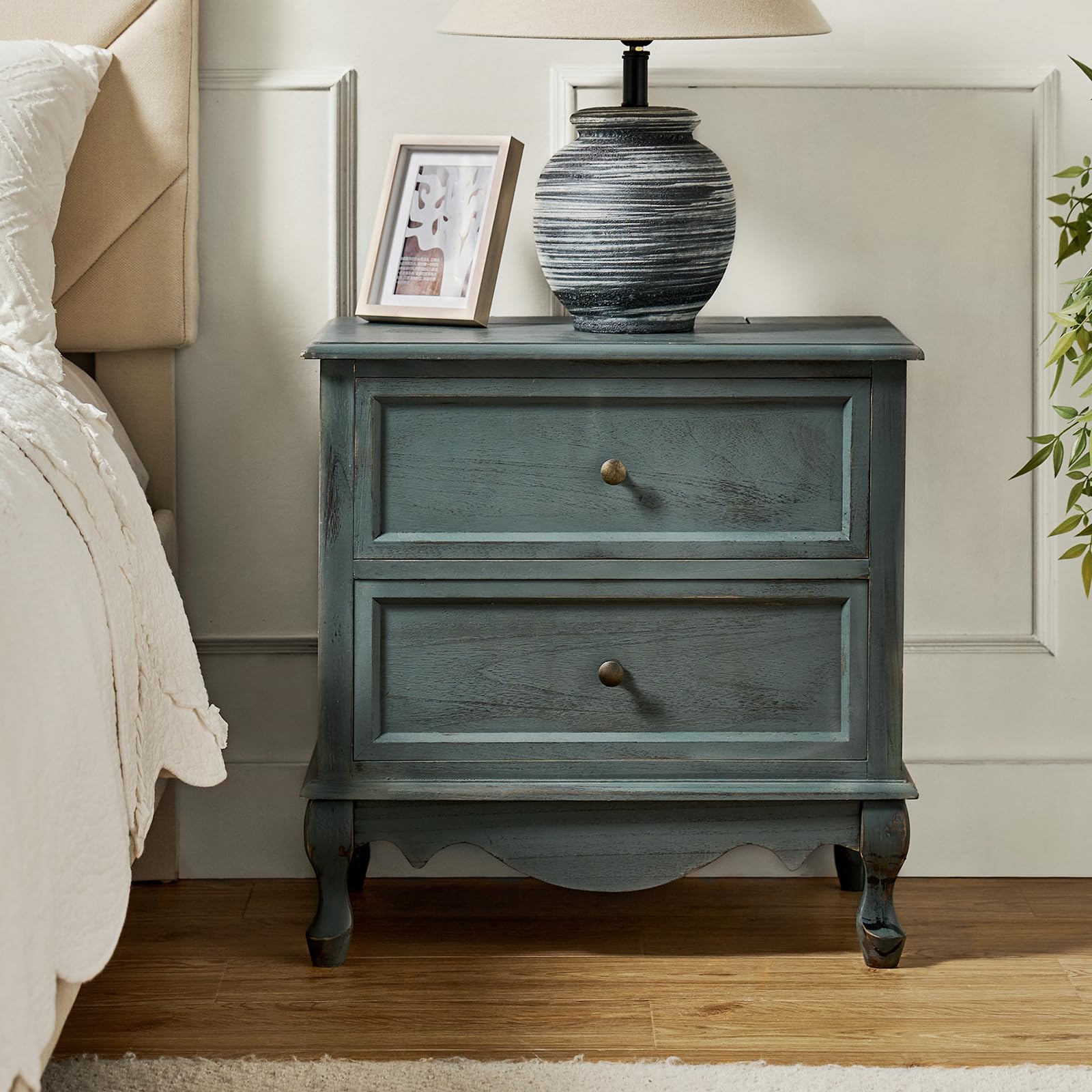 Wood Nightstand with Charging Station Space