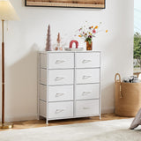 Dresser for Bedroom, Tall Dresser with 8 Drawers, Storage Tower with Fabric Bins, Double