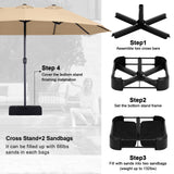 Patio Outdoor Umbrella,15FT Double Sided Large Umbrella,Including Umbrella Base