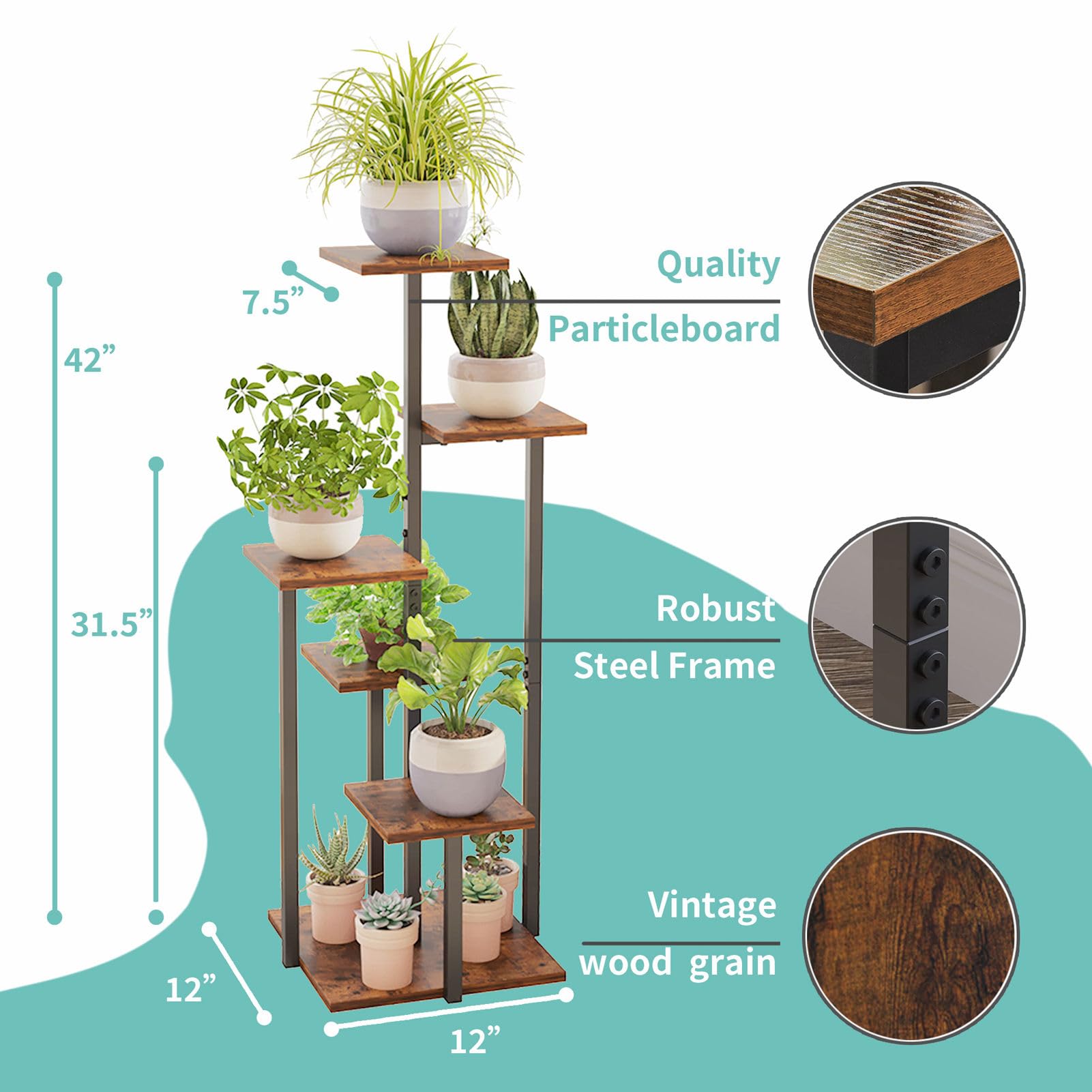 PlantHaven 5-Tier Space Saving Indoor Plant Stand