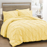 King Size Comforter Set Gray - Soft Fluffy Pintuck Down Alternative Bedding Set