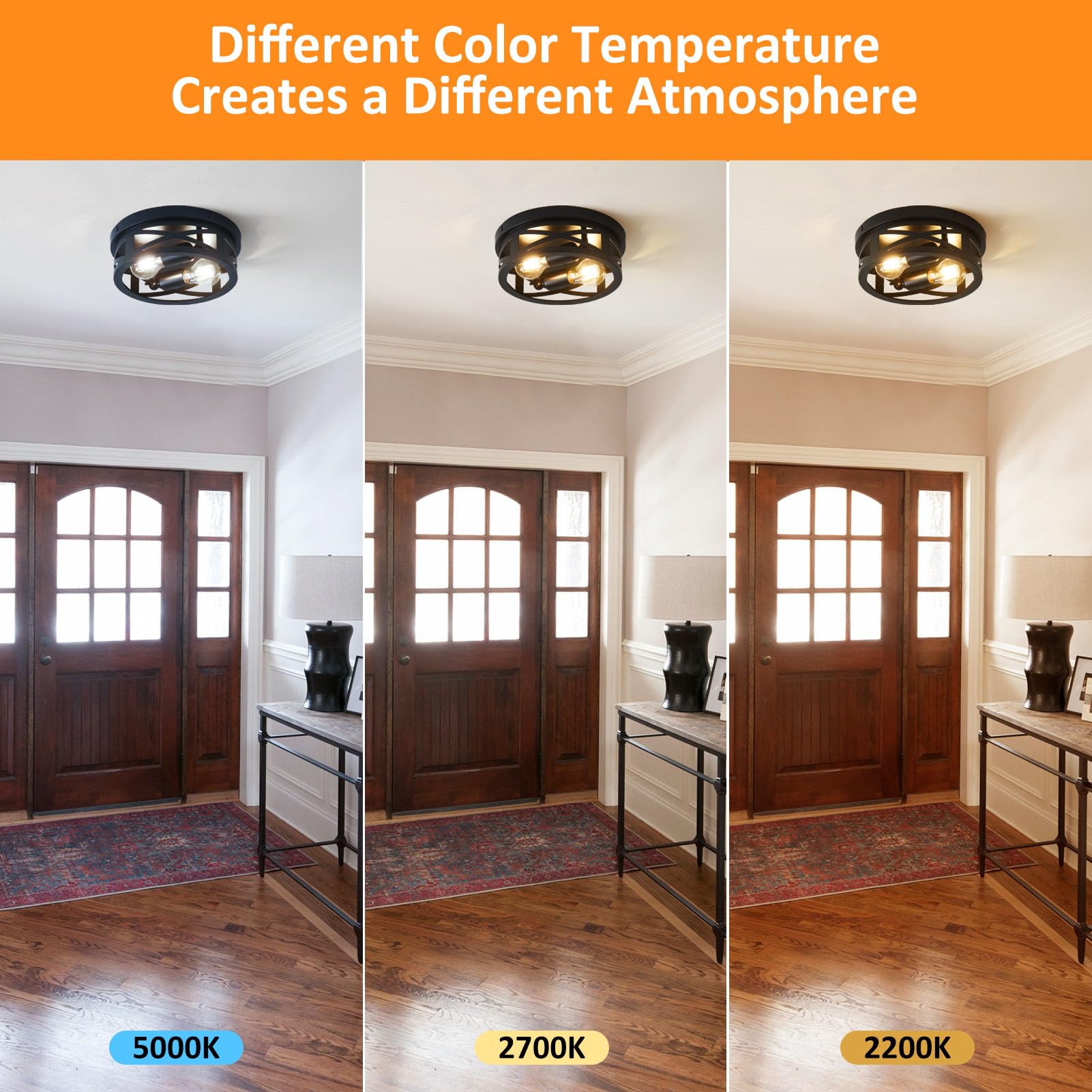 Light Flush Mount Ceiling Light Fixtures, Farmhouse Ceiling Light Fixture, Black Light