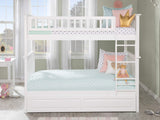 Columbia Twin over Twin Size Bunk Bed with Twin Raised Panel Trundle in White