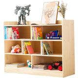 Wooden 7 Compartment Storage Cabinet Organizer Kids 3 Tier Wood Bookshelf