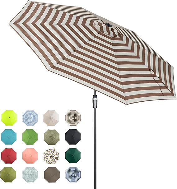 10ft Patio Market Outdoor Table Umbrella with Auto Tilt and Crank