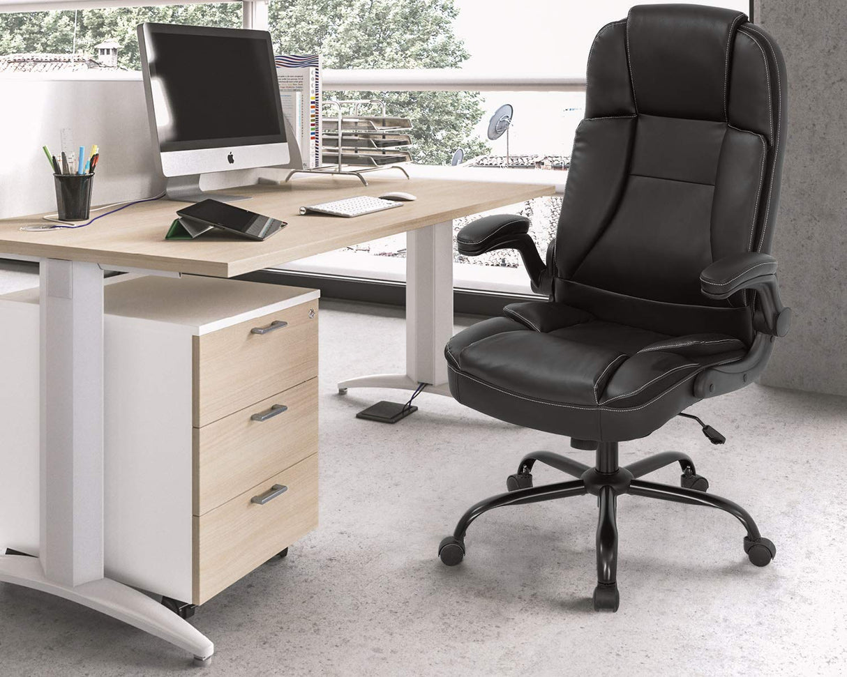 Office Chair Ergonomic Desk Chair PU Leather Computer Chair with Lumbar Support