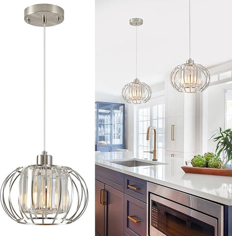 Gold Pendant Light Fixture, Modern Crystal Pendant Lights Kitchen Island, 1-Light