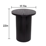 Black Side Tables Living Room, Modern Drum End Table, 18 inch Wide Black Accent Table,