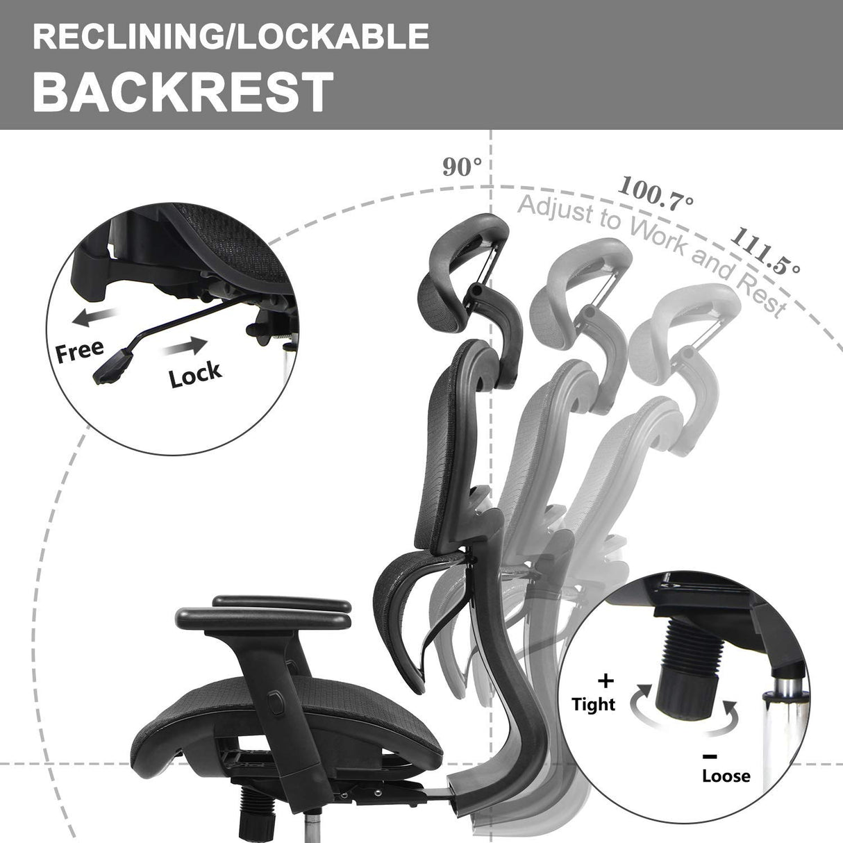 Office Chair, High Back Mesh Chair Computer Desk Chair with Lumbar Support and 3D