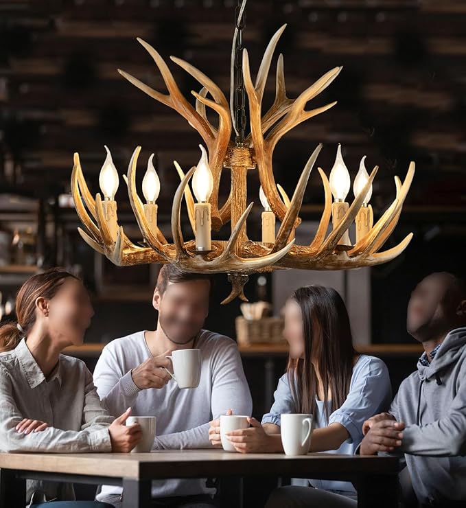 Farmhouse Antler Chandelier 12-Light, Lagre Rustic Antler Light Fixtures