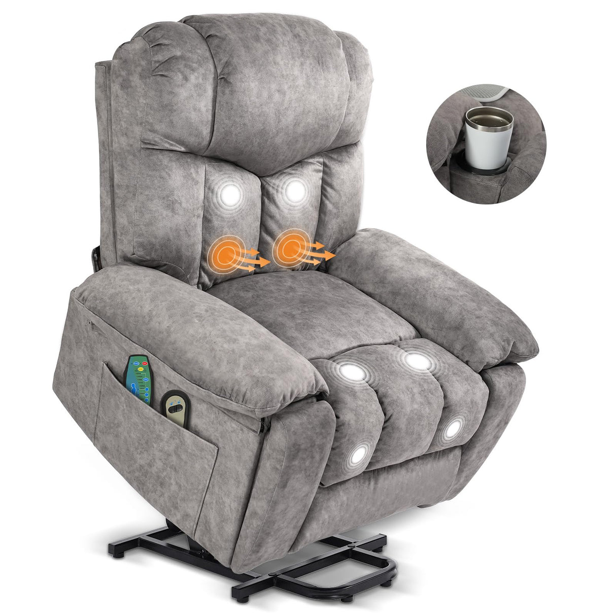 Lift Recliner Chair for Elderly,Upgraded Lift Chair with Massage,Recliners on Clearance,Designed for Adults with 2 Cup Holders Side Pockets and a Cool Mat (Darkgrey)