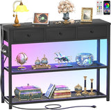 Console Table for Entryway with Power Strip, Entryway Table with RGB LED Lights