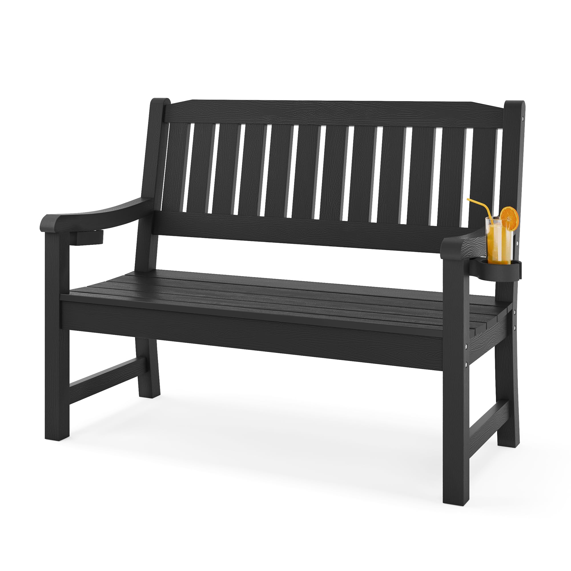 Outdoor Bench, 2-Person HDPS Garden Bench, Outdoor Benches Weatherproof