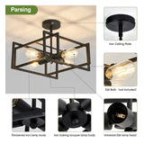 Modern Black Flush Mount Ceiling Light - 2 Pack