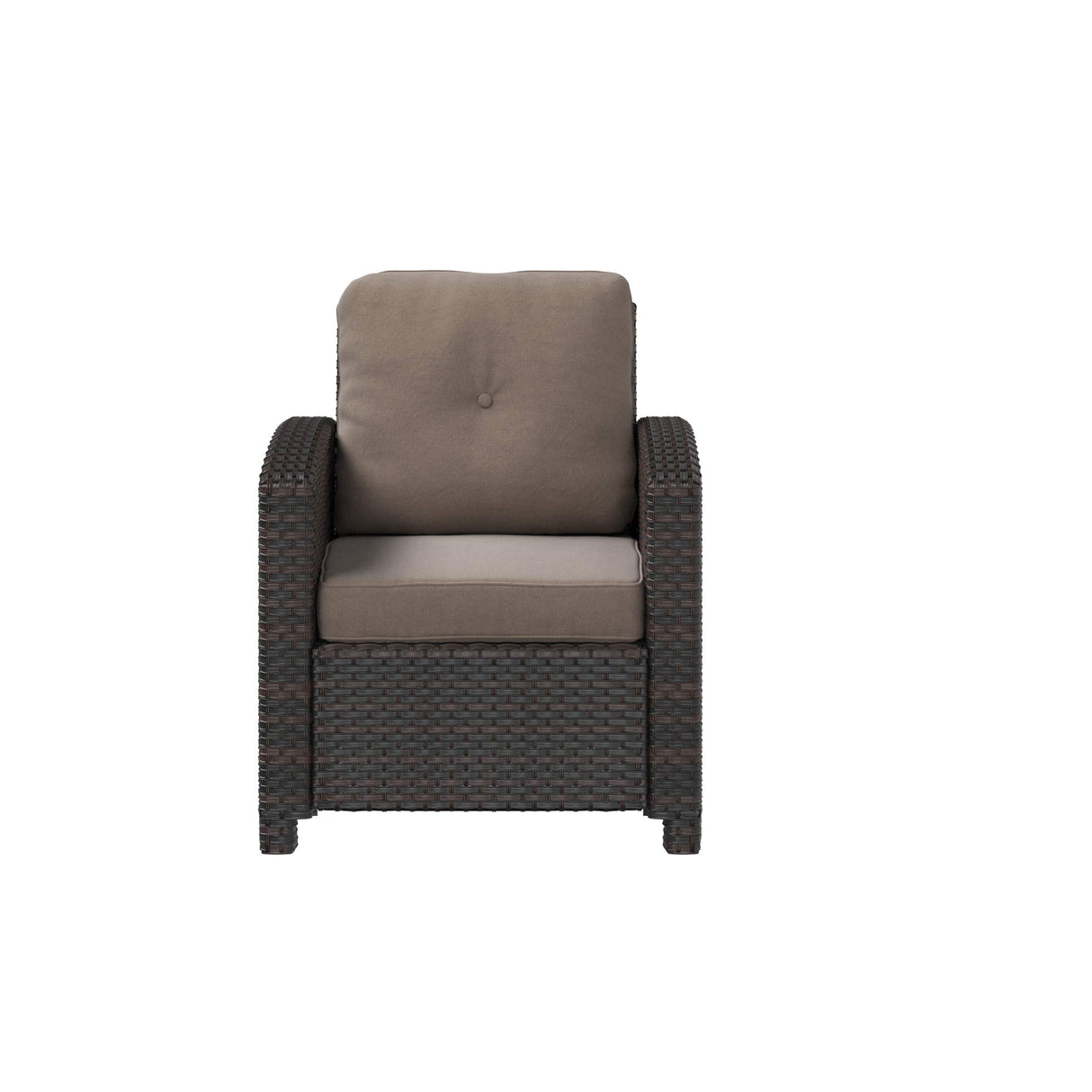 63361 Miles Club Chair Outdoor Club Chair Patio Armchair with Khaki Cushions All Weather Durability & Fade Resistant Outdoor Lawn Pool Side Garden Porch Deck Backyard - Mocha Wicker
