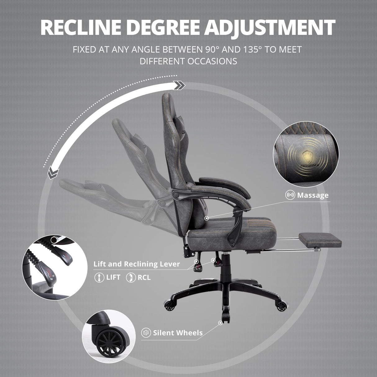 Gaming Chair Breathable PU Leather Gamer Chair with Pocket Spring Cushion