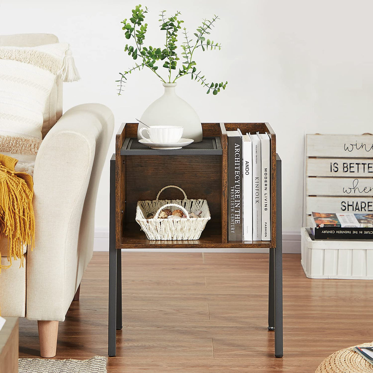 Nightstand Industrial Side End Table/Stackable Accent Furniture